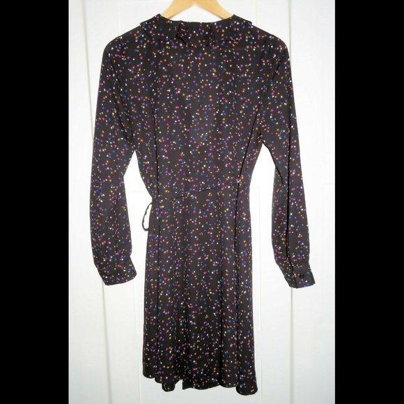Women's POPSUGAR Black with Colored Stars Casual Wrap Dress Size M - Picture 4 of 6